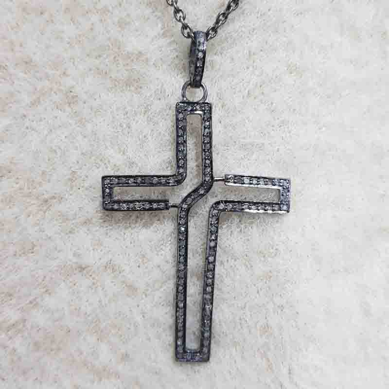 Beautiful Cross Style Pave Diamond Pendent