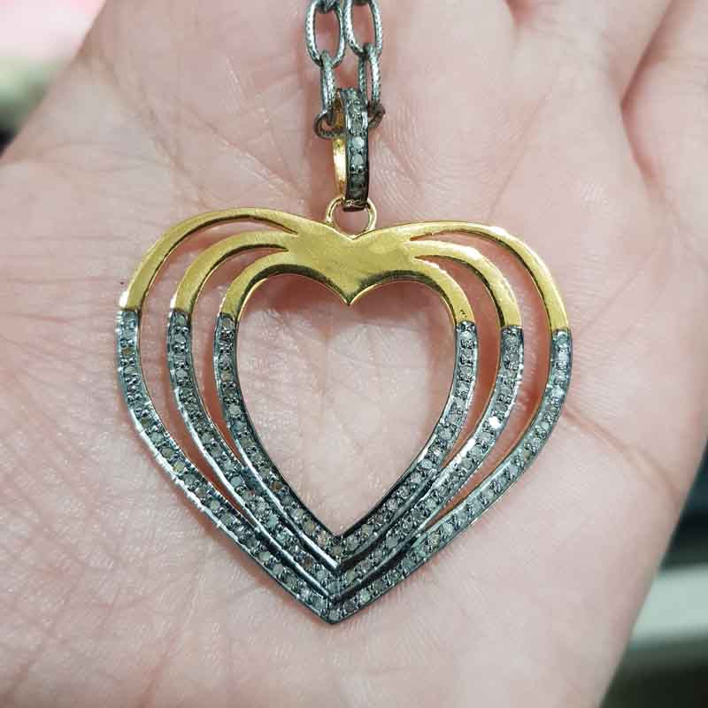 Shiny Handmade Designer Pave Diamond Heart Pendent