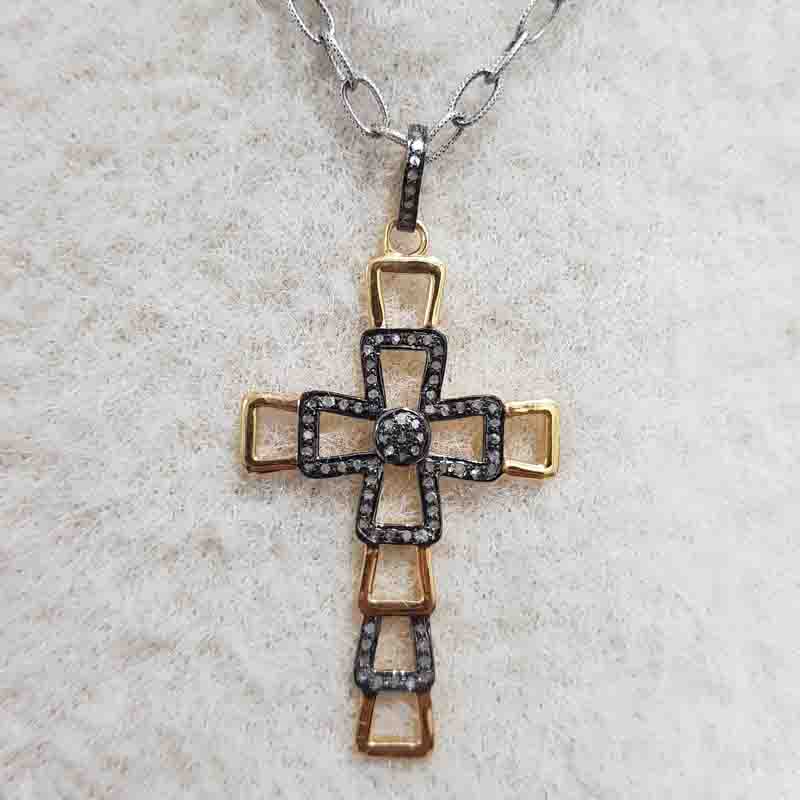 Antique Finish Designer Cross Pendent