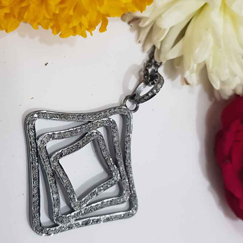 Unique Fancy Designer Handmade Style Pave Diamond pendent