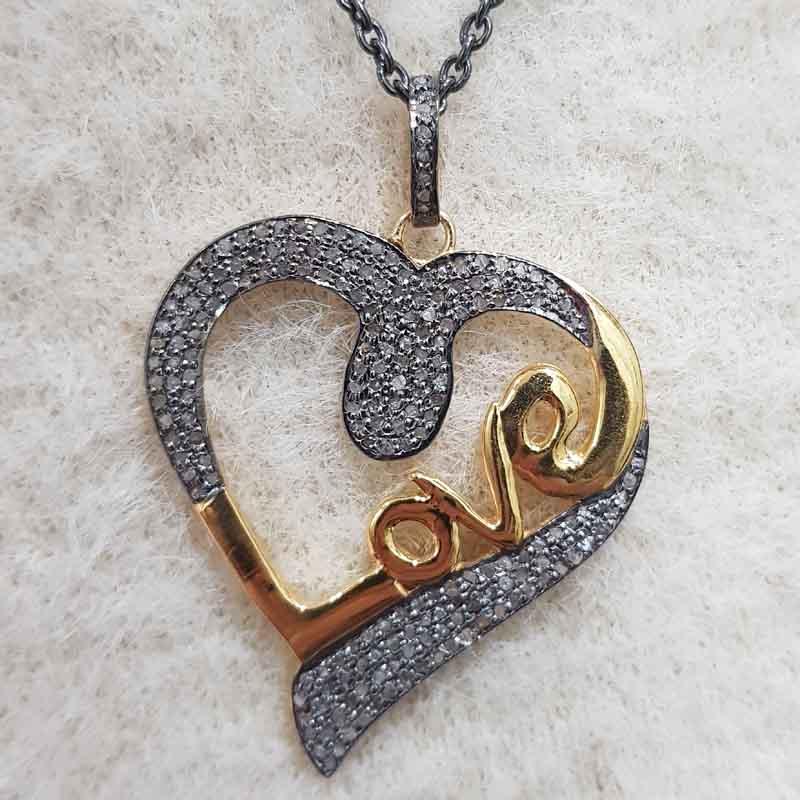 Lovely Heart With Love Designer pave Diamond Pendent