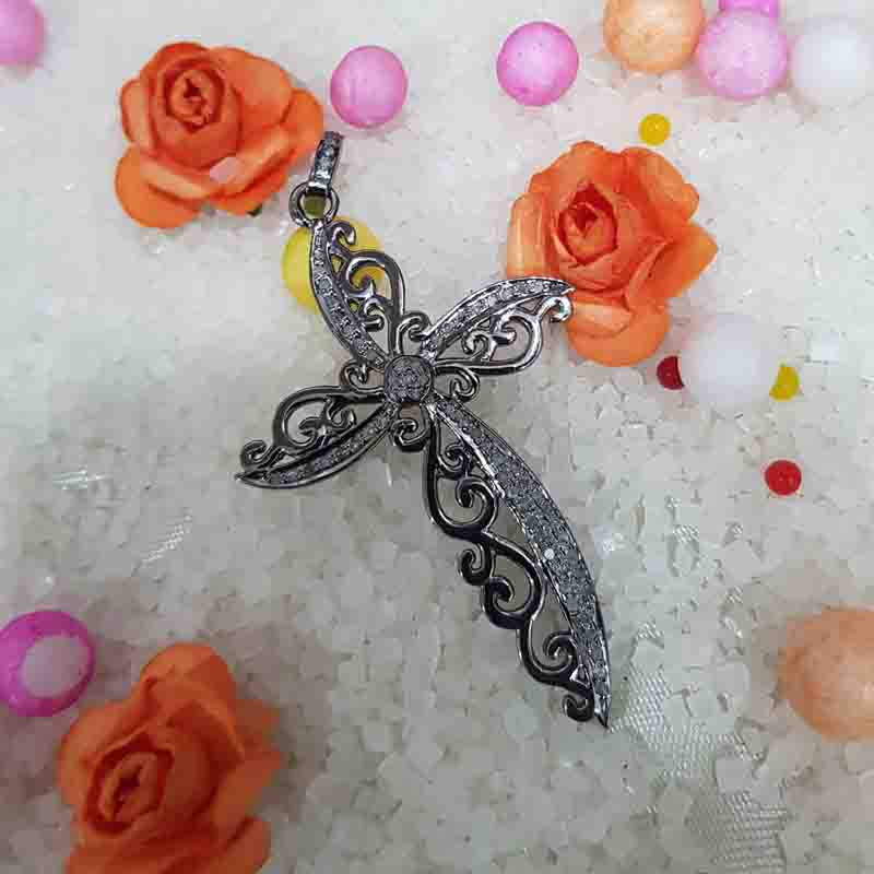 Symbol Of Christian Fancy Designer Cross pendent With Pave Layers