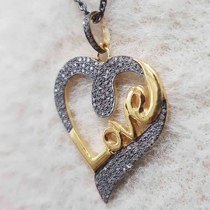 Lovely Heart With Love Designer pave Diamond Pendent