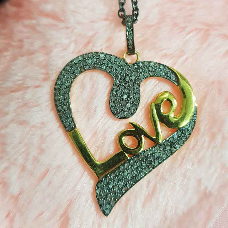 Lovely Heart With Love Designer pave Diamond Pendent