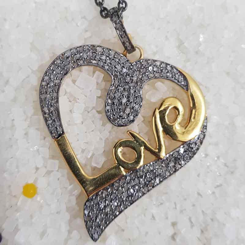 Lovely Heart With Love Designer pave Diamond Pendent