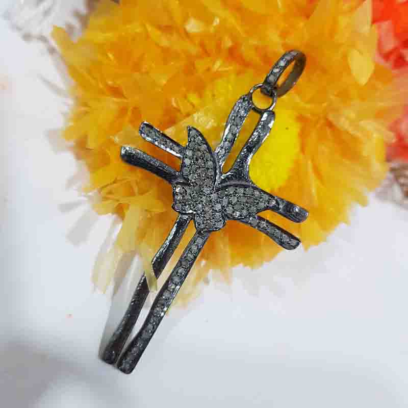 Beautiful Pave Diamond Butterfly Designer Cross Style pendent