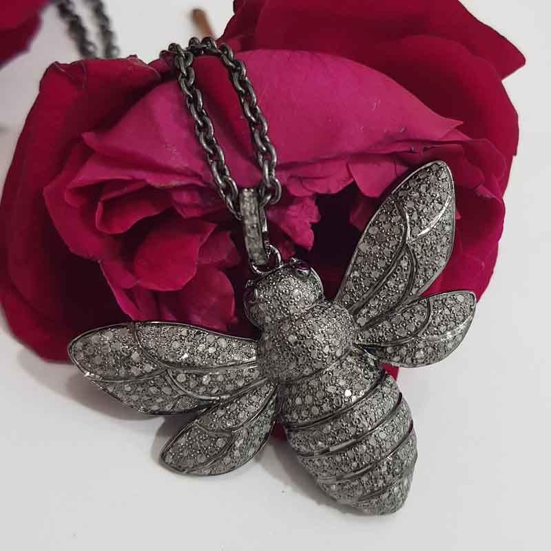 Stunning Fancy Designer Pave Diamond Butterfly Pendent