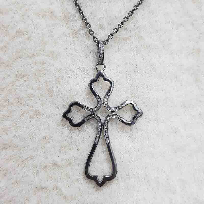 Christian Symbol Pave Diamond Pendent