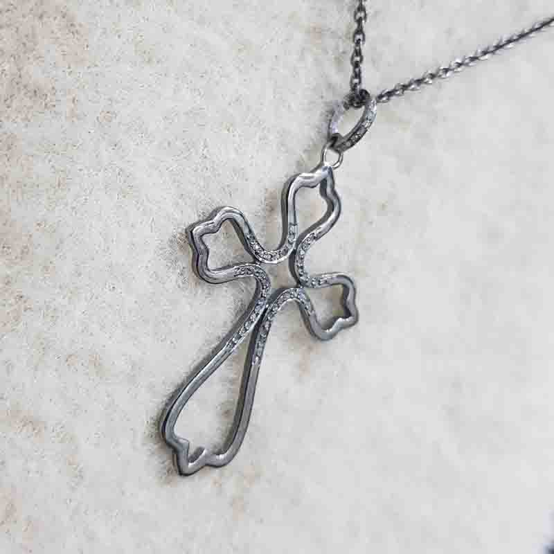 Christian Symbol Pave Diamond Pendent