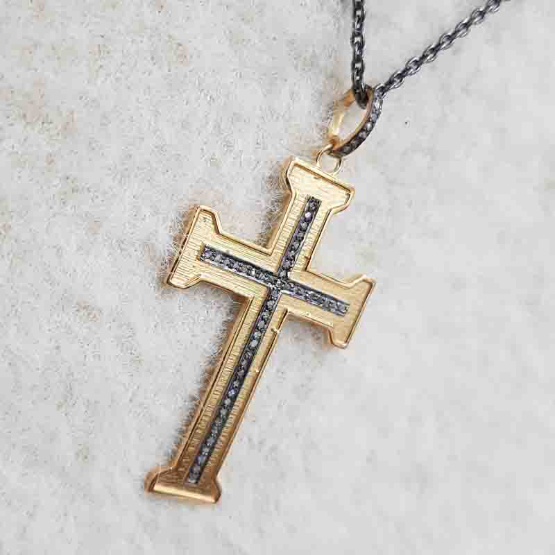 Christian Cross pendent With Pave Layers