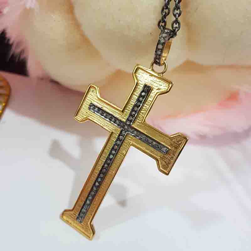 Christian Cross pendent With Pave Layers