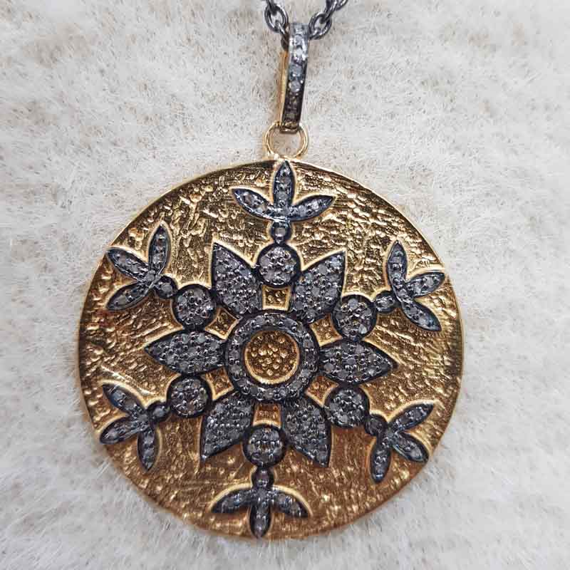 Antique Finish Designer Round Disk Pendent