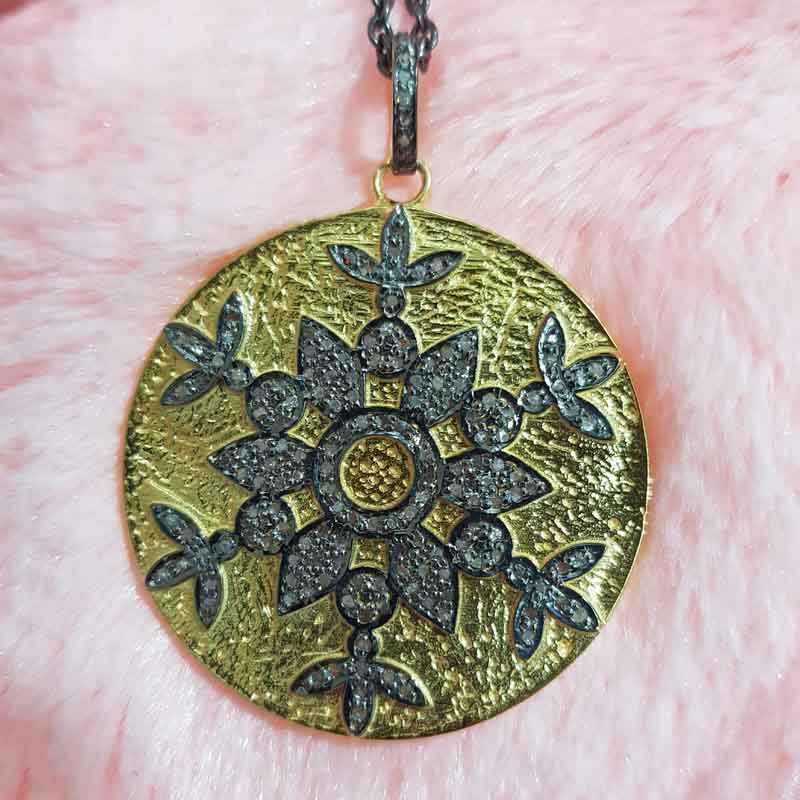 Antique Finish Designer Round Disk Pendent