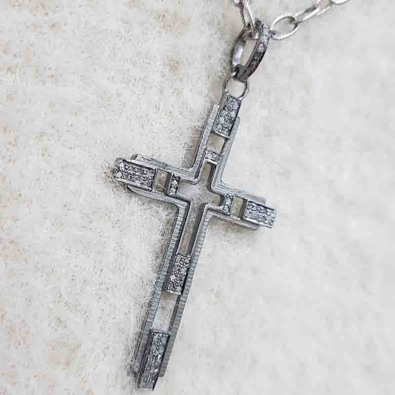 Unique Designer Pave Diamond Fancy Style Cross Pendent