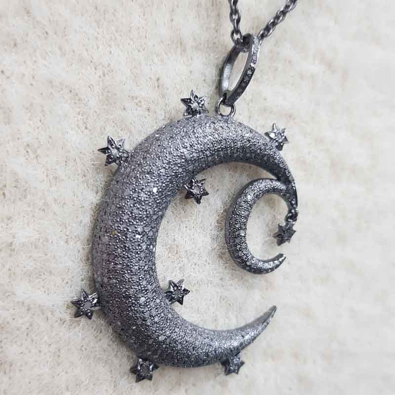 Glorious Fancy Designer Handmade Style Moon Star Pendent