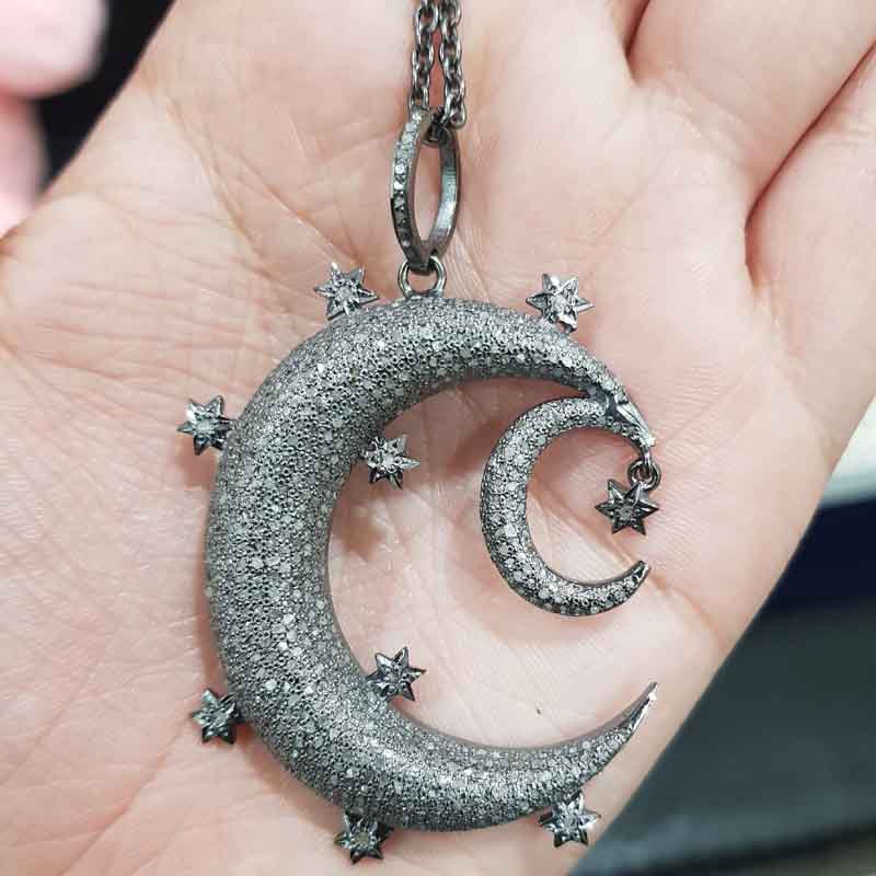 Glorious Fancy Designer Handmade Style Moon Star Pendent