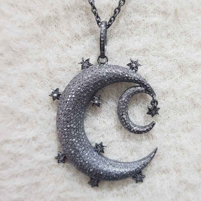 Glorious Fancy Designer Handmade Style Moon Star Pendent