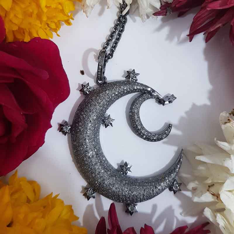 Glorious Fancy Designer Handmade Style Moon Star Pendent