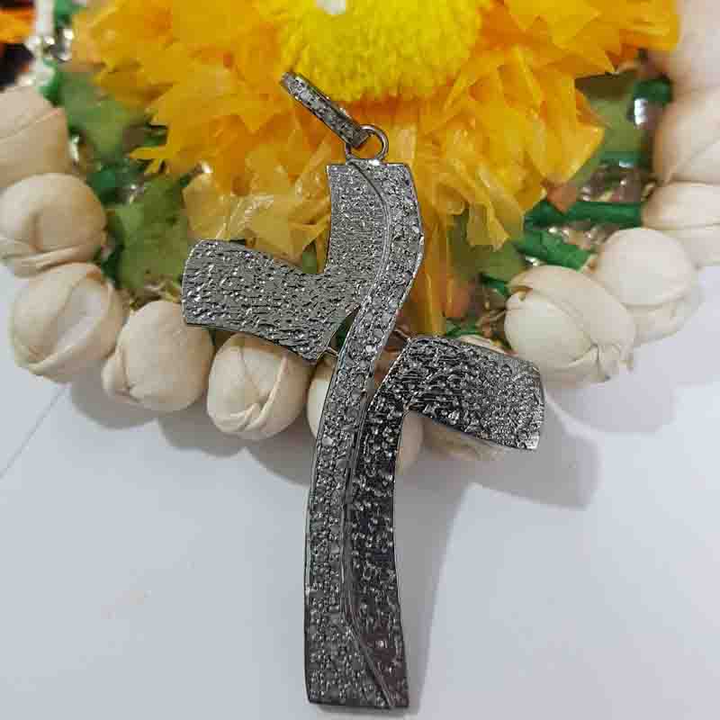 Stunning Fancy Designer Pave Diamond Cross Pendent