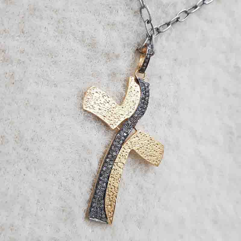 Stunning Fancy Designer Pave Diamond Cross Pendent