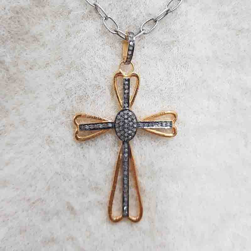 Antique Finish Designer Cross Style Pendent