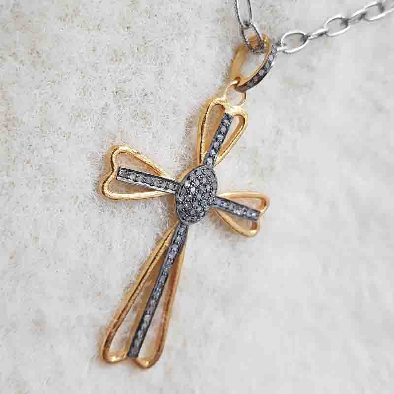 Antique Finish Designer Cross Style Pendent