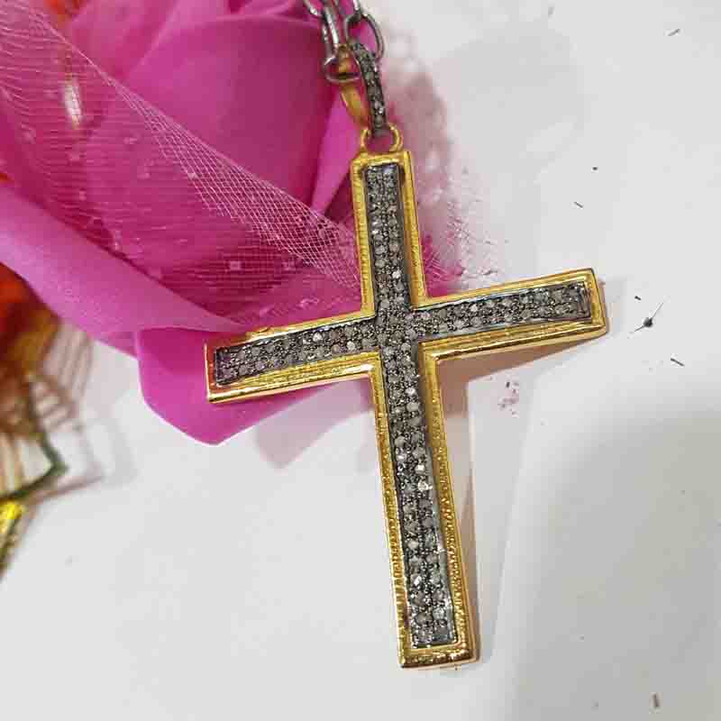 Yellow And Black Beautiful Fancy Designer pave Diamond Cross pendent