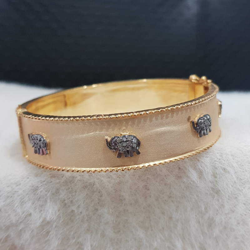 Beautiful Pave Diamond Elephant Designer Handmade Style Bangle