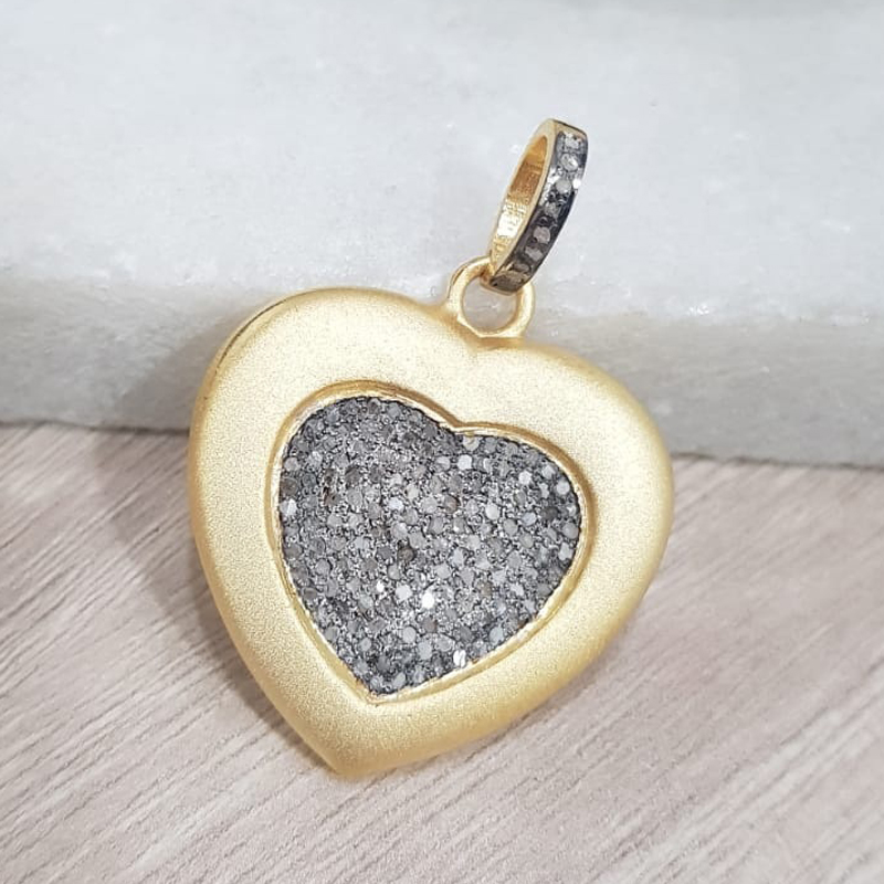 Matte Finish Pave Diamond Designer Beautiful Heart Pendant