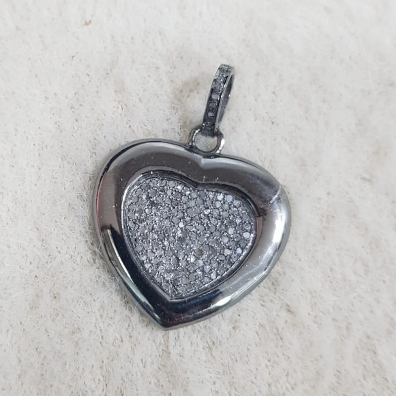 Matte Finish Pave Diamond Designer Beautiful Heart Pendant