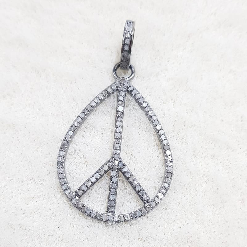 Beautiful Black Pave Diamond Peace Pendant