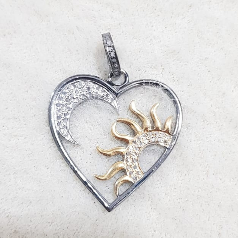 Perfect Rhodium Plating Heart Designer Sun Moon Pendant