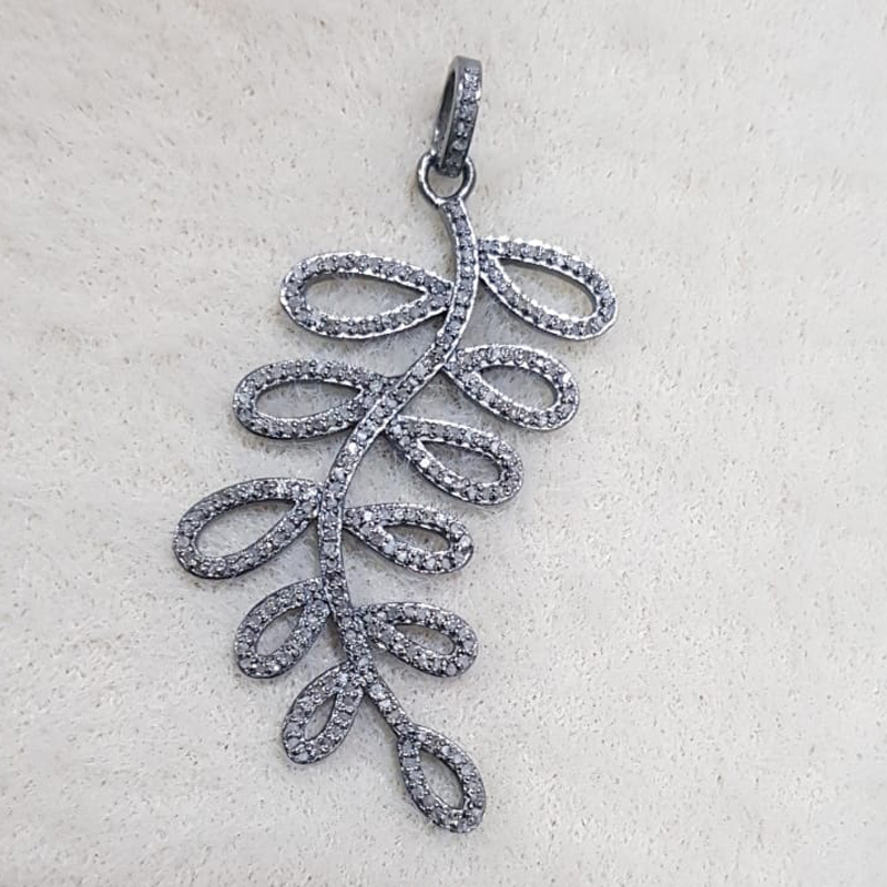 Fancy Attractive Designer Pave Diamond Leaf Pendant