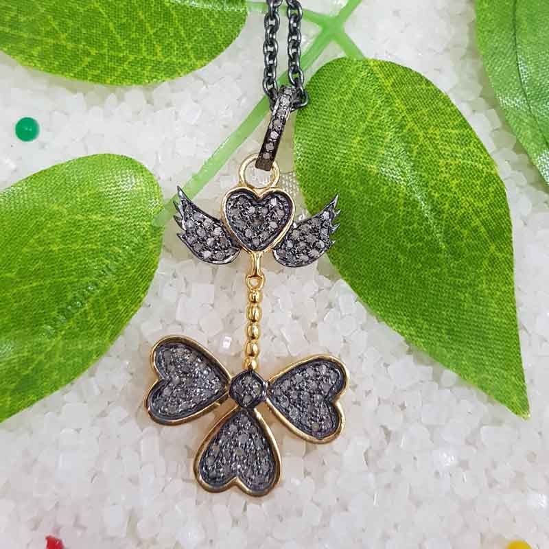 Stylish Fully Pave Diamond Flying Heart Pendent