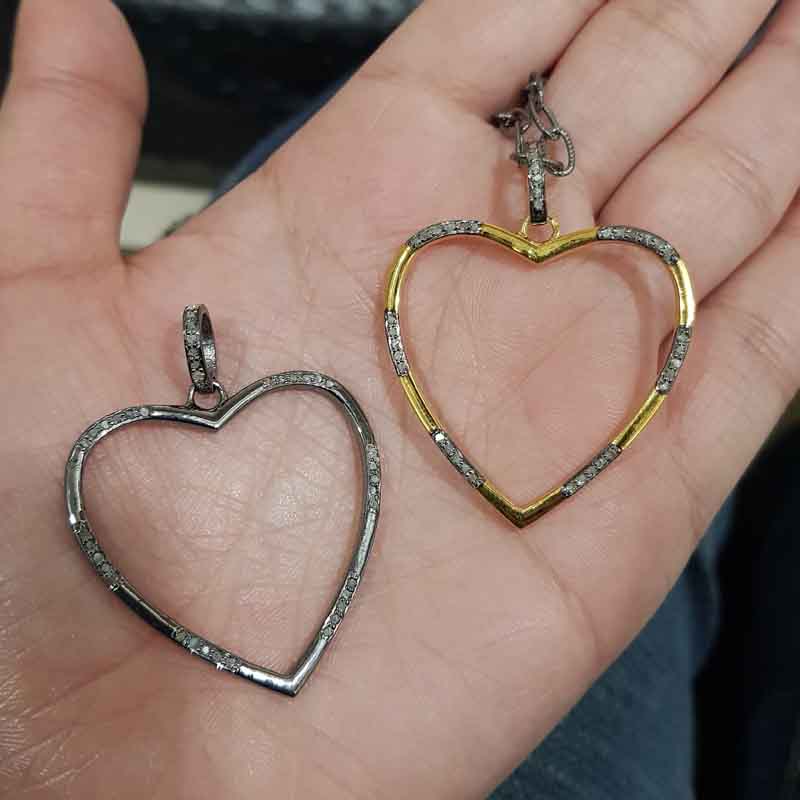 925 Sterling Silver  Black And Yellow Charming Heart Pendent