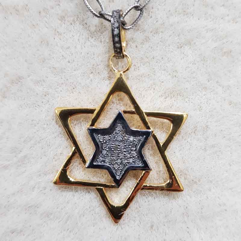 925 Sterling Silver Pave Diamond Star Designer Pendent