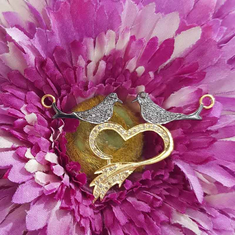 Beautiful Love Bird Pendent With Pave Diamond layers