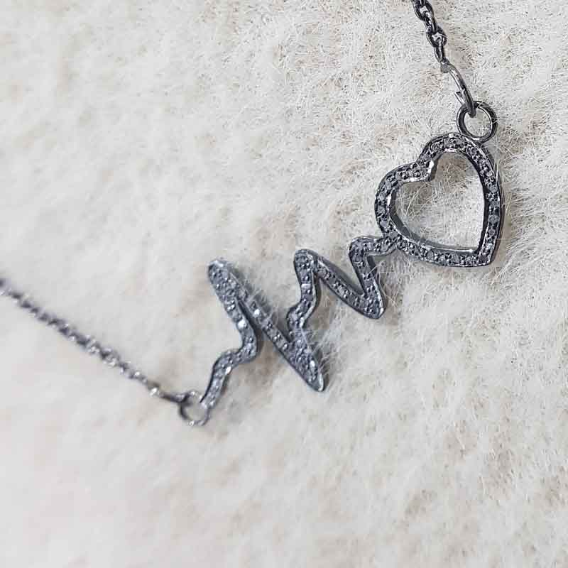 Heart Beat Pendent With Pave Layers