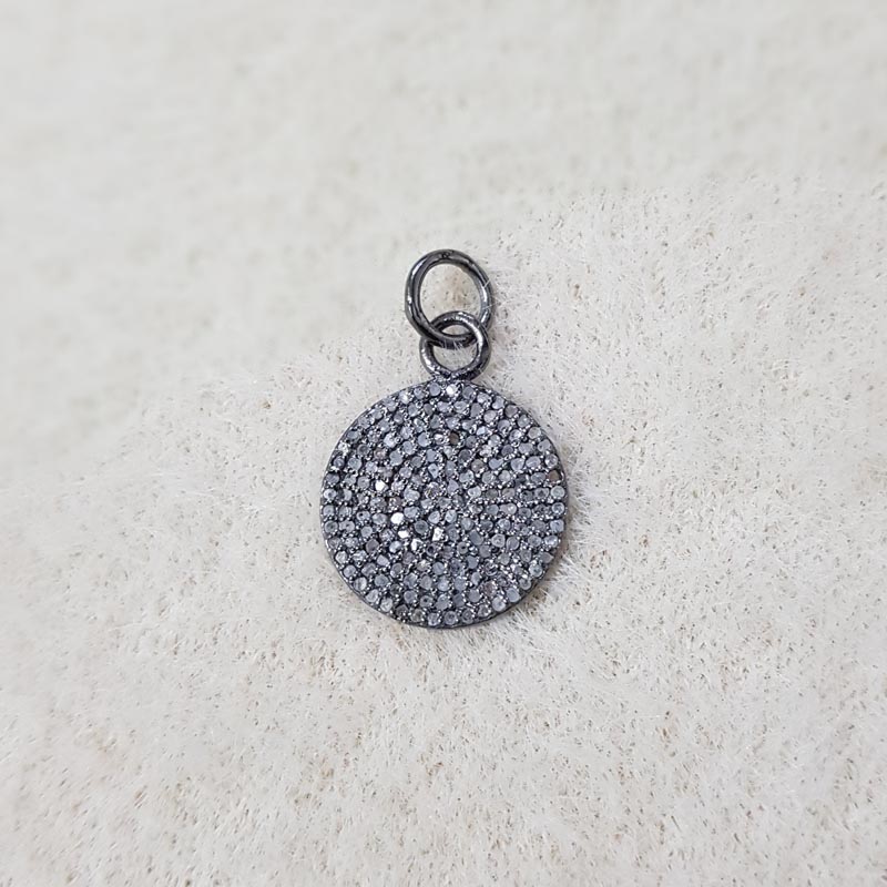 Round Designer Fancy Style Disk Pendent With Pave Diamond