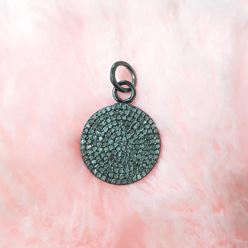 Round Designer Fancy Style Disk Pendent With Pave Diamond