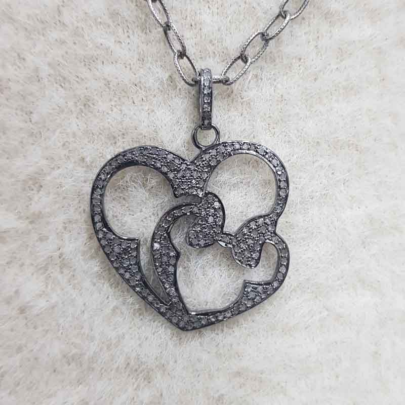 Fully Pave Diamond Setting Handmade Designer Heart pendent