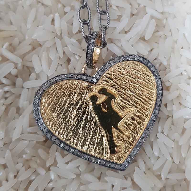 Lovely Couple Designed Heart Pendent With Pave Layers