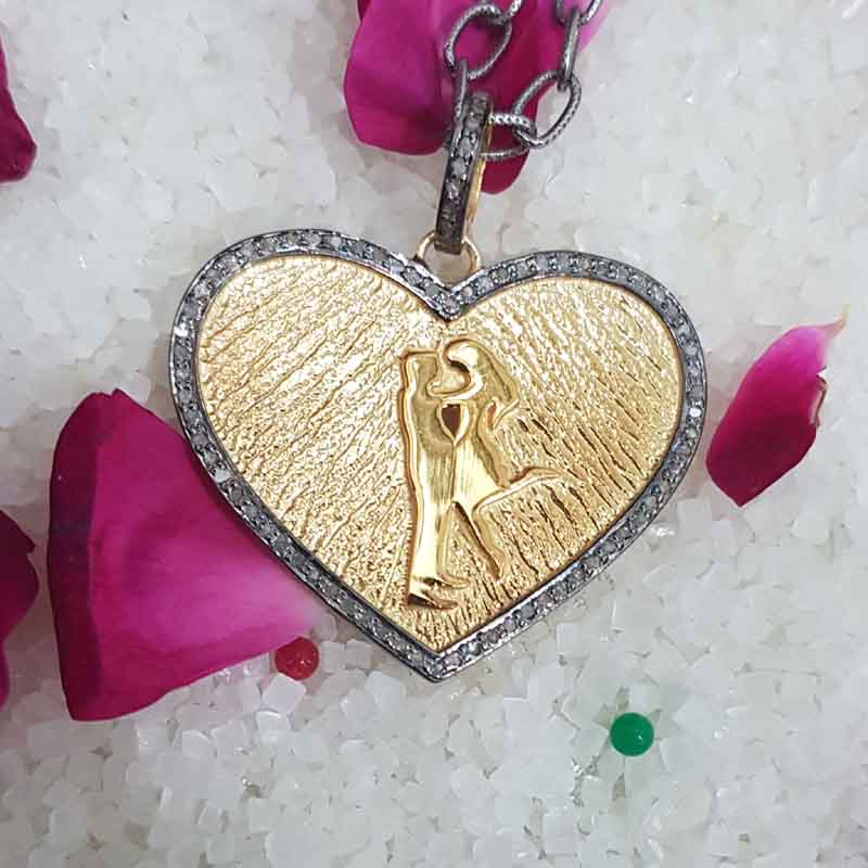 Lovely Couple Designed Heart Pendent With Pave Layers