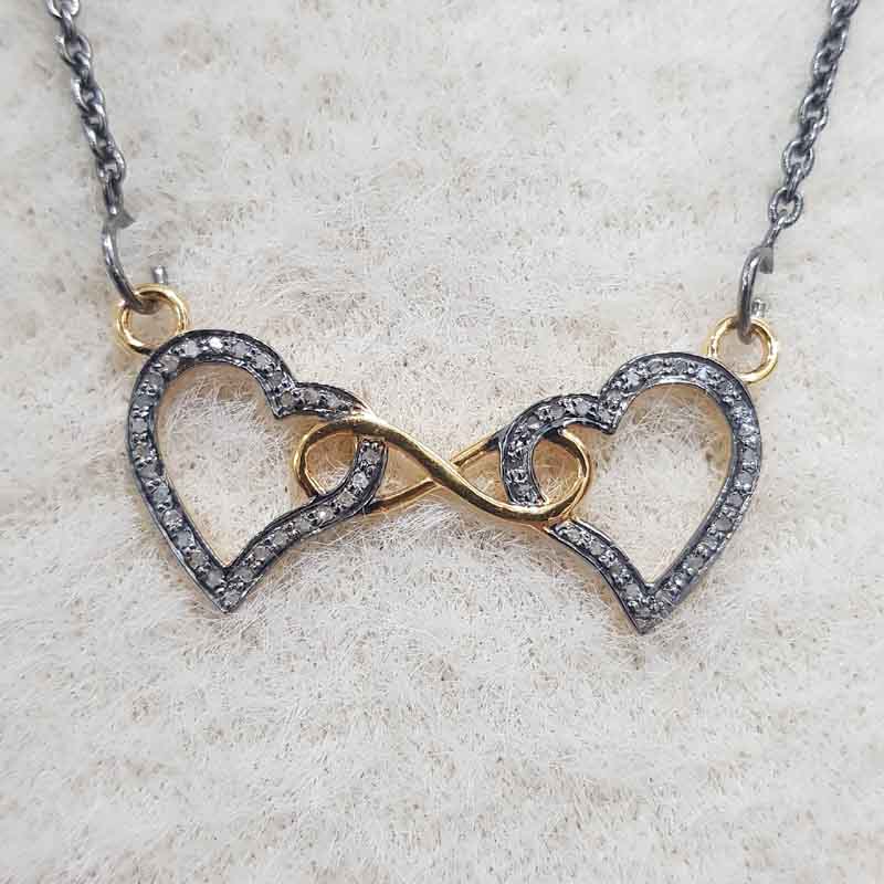 Glamorous Yellow And Black Joined Heart Pendent