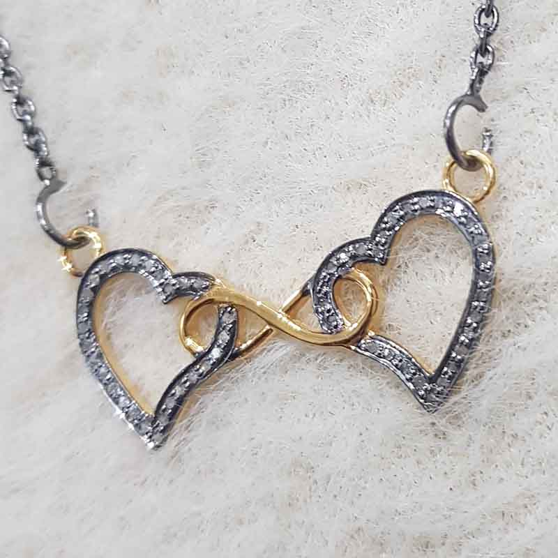 Glamorous Yellow And Black Joined Heart Pendent