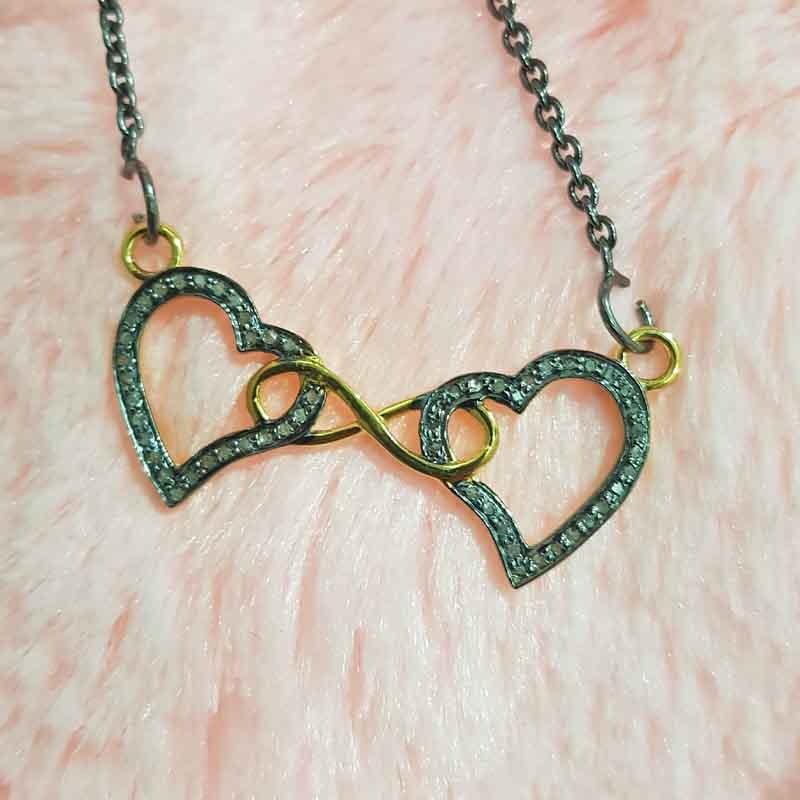 Glamorous Yellow And Black Joined Heart Pendent