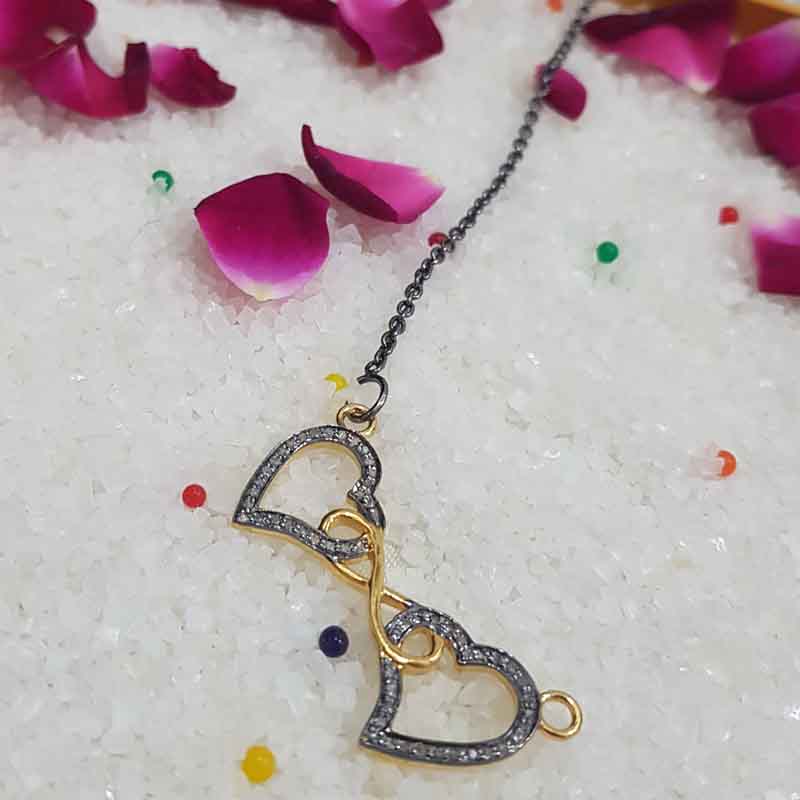 Glamorous Yellow And Black Joined Heart Pendent