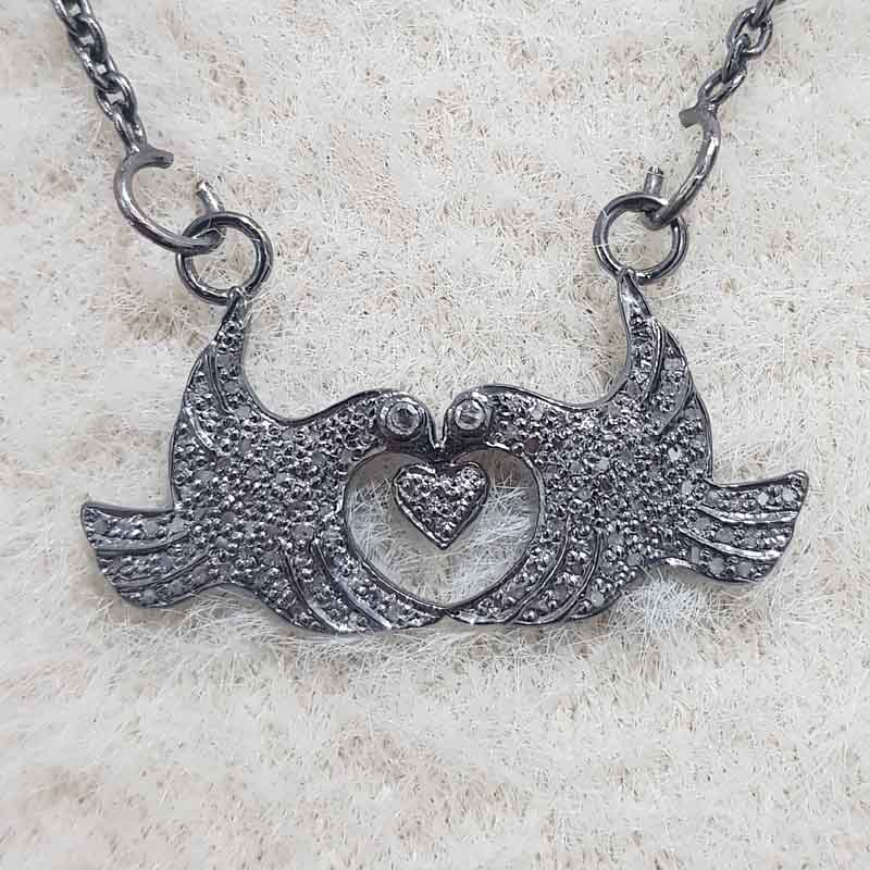 Love Bird Pendent With Pave Layers