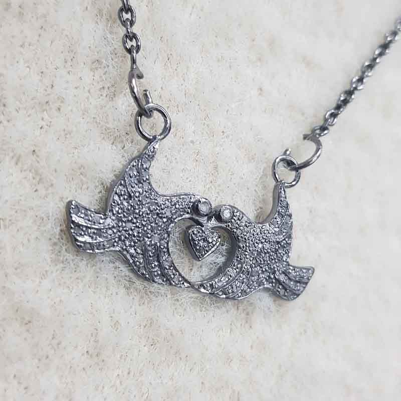 Love Bird Pendent With Pave Layers