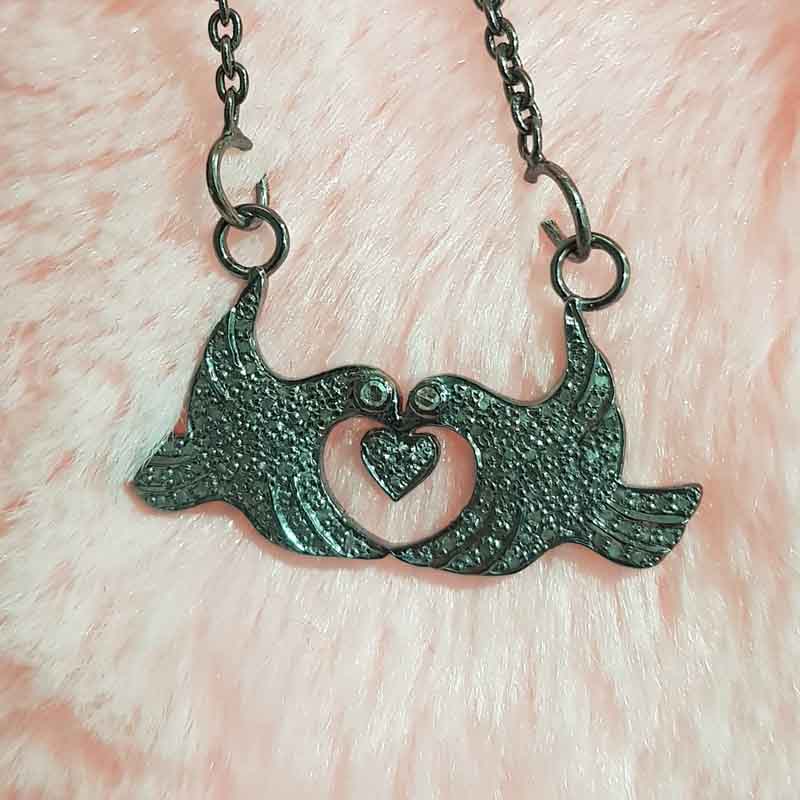 Love Bird Pendent With Pave Layers